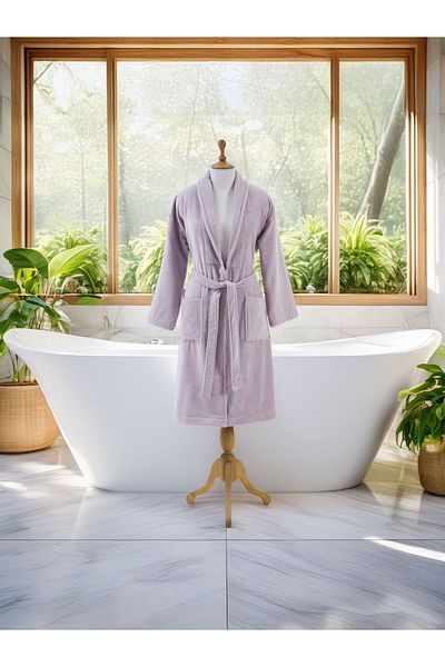 Donetella Unisex Bathrobe 100% Cotton Velour Large & Extra Large, 400 GSM, Ankle-Length with Shawl Collar