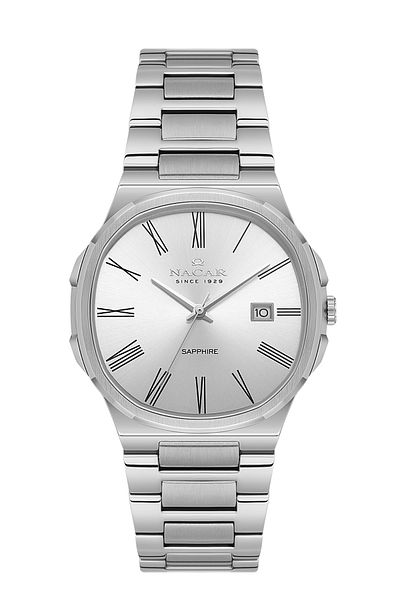 Nacar Sapphire Glass Classic Silver Men's Watch Nc33-298377-Awm