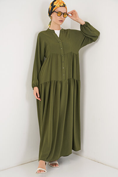 Bigdart 2527 Kadın Uzun Tesettür Elbise - Haki