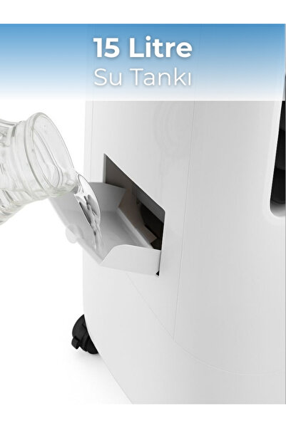 Woox Uzaktan Kumandalı Buz Kutulu Zaman Ayarlı 15lt Su Tanklı Dijital Ekran Hava Soğutucu, Nemlendirici