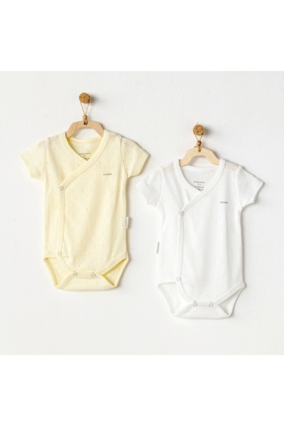 andywawa Ac25555 Jacquard Basic 2-Piece Bodysuit Yellow White
