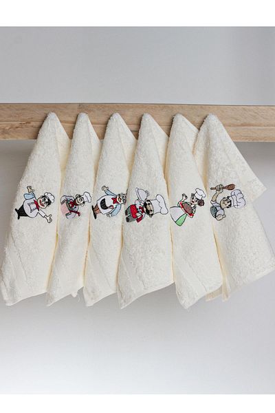 Ender Home MoodKitchen Pachet de 6 Prosoape de Bucătărie – Model Cook, 30x30 cm, 100% Bumbac