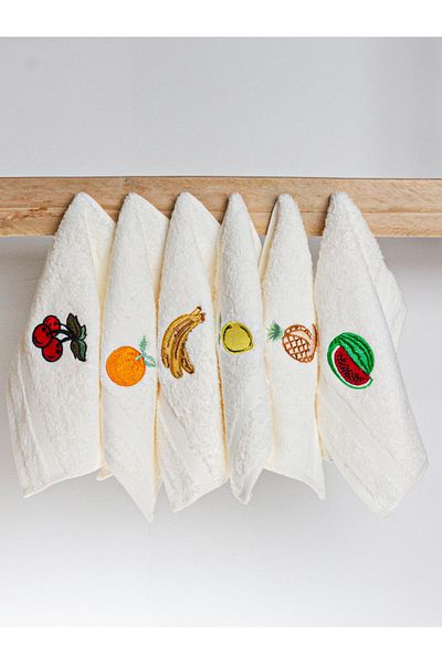 Ender Home MoodKitchen Set de 6 prosoape de bucătărie – model fructe, 30x30 cm, 100% bumbac