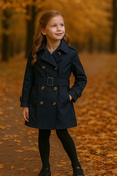 HÇ Hülya Çelik KİDSWEAR 2018 Children's Trench Coat Navy Blue