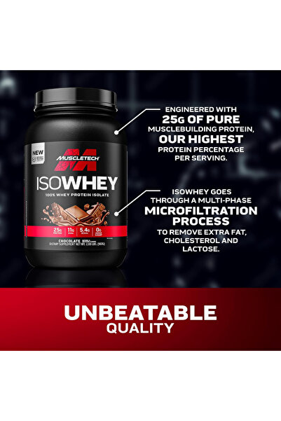 MUSCLETECH Iso 100% Whey Protein Powder, Pure Isolate Whey Protein for Lean Muscle– Chocolate Flavor (2lbs)