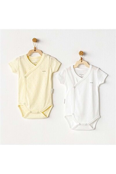 andywawa Baby Body 2 Pcs Short Sleeve Body Jacquard Basic Ecru White