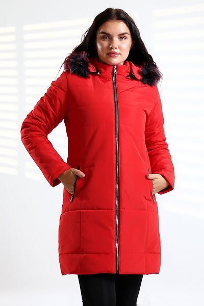 Talsmoda Tals Fashion Women's Red Color Water and Drip Proof Washing Resistant Furted Quilted Coat