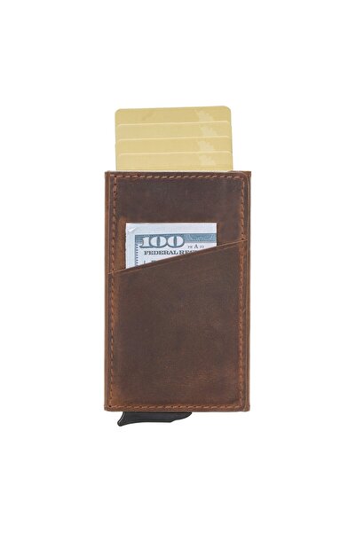 PLM Torres Leather Card Holder with Mechanism G2 Brown