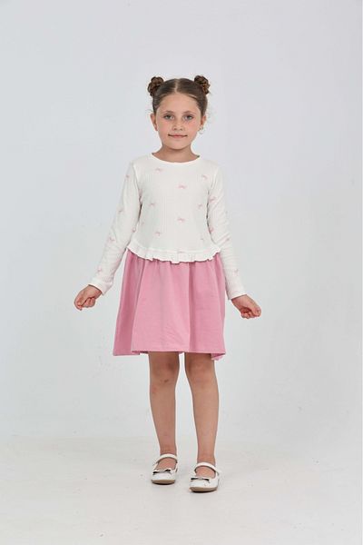 Toontoy Girl's Bow Printed Dress