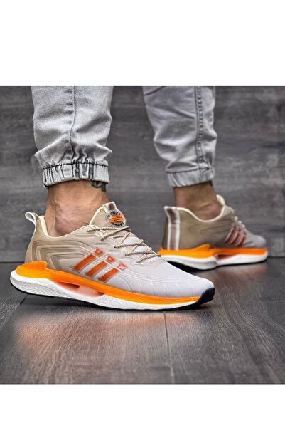 Budaks حذاء رياضي يومي باللون البيج للرجال حذاء مريح للجري والمشي لتقويم العظ...