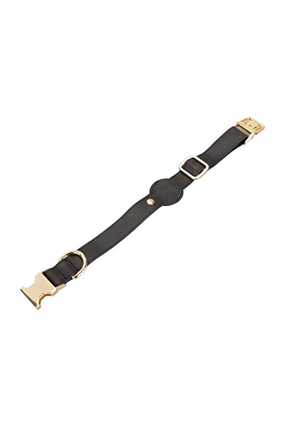 PLM Gerçek Deriden El Yapımı Köpek Tasması, Apple AirTag Uyumlu Yuva, 50cm Ay...
