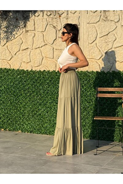 ENDAMIM Fusta stratificată din viscoză de culoare uni