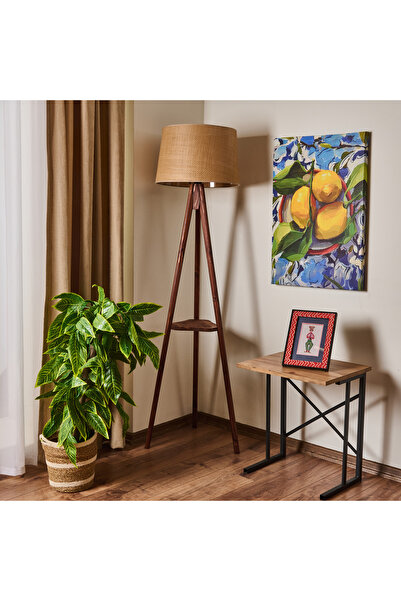 Evidea Lighting Sehpalı Tripod Lambader - Kahverengi / Ceviz - 153 cm