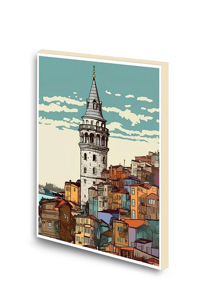 Hamiki Istanbul Galata Tower Printed A6 Small Size Unlined Notebook