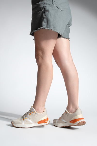 Marjin Γυναικεία Sneaker Knit Πλεκτά Αθλητικά Παπούτσια για τρέξιμο και περπάτημα Armes Beige