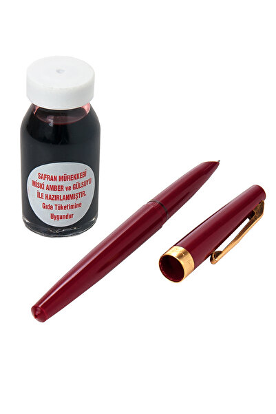İhvan Kırmızı Safran Mürekkebi ve Bordo Renk Safran Kalemi Seti