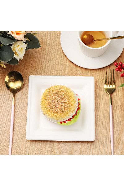 Roll-Up Ecological Square Cardboard Plate 20 cm - 6 Pieces