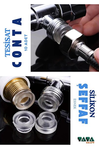 TATA CRAFT TESİSAT CONTASI ŞEFFAF SİLİKON 10 ADET ESNEK SIZDIRMAZLIK BAĞLANTISI