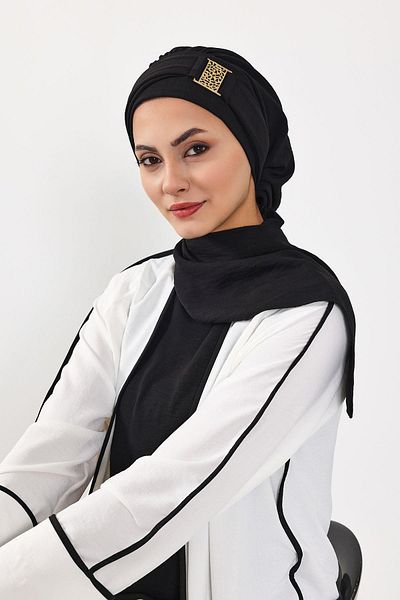 Aisha's Design Aerobin Fabric Ready Turban with Gold Accessories, Ht-11A