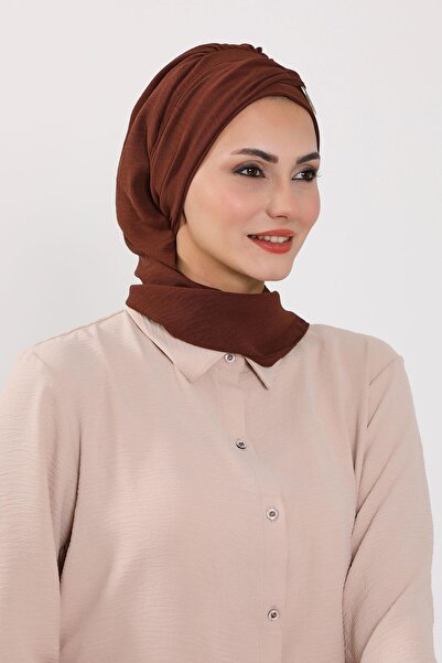 Aisha's Design Aerobin Fabric Ready-Made Turban with Accessories, Ht-94, Brown