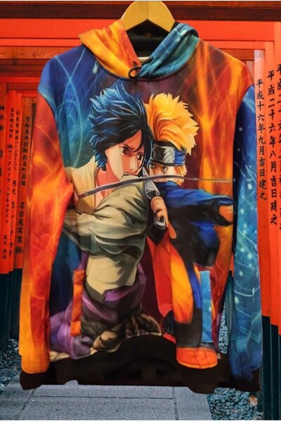 TEEMOOD PIRATE PARROT Naruto Sasuke Uchiha Itachi Anime Naruto Kapüşonlu Sweatshirt