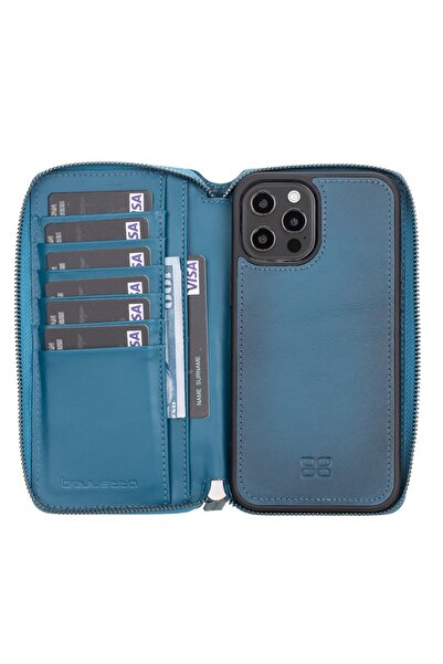 Bouletta Apple iPhone 12 Pro Max Uyumlu Deri Zip Kılıf BRN4EF