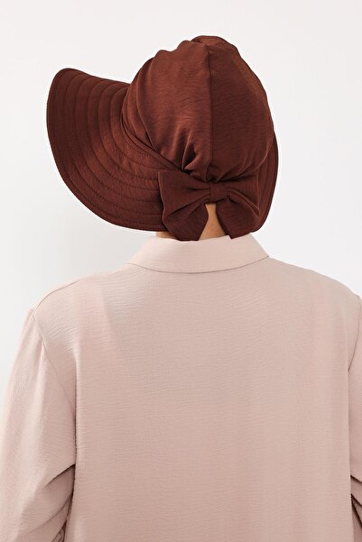 Aisha's Design Αφαιρούμενο καπέλο Aerobin με φιόγκο στην πλάτη, τουρμπάνι, S-4A, καφέ