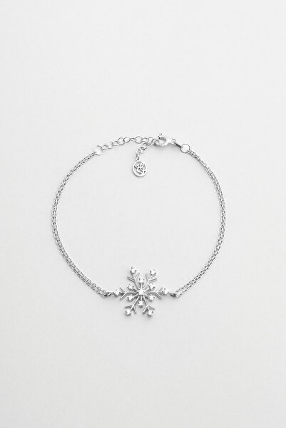 So CHIC... Karlar Diyarı 18 Ayar Beyaz Altın Kaplama 20 Cm Gümüş Bileklik