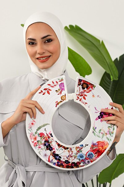 Aisha's Design Ninja Boneli Removable Patterned Hat Bone Turban, S-6D, Cream - Olive