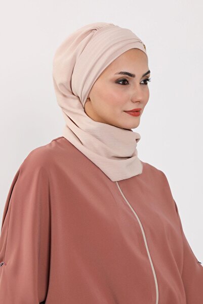 Aisha's Design Έτοιμο τουρμπάνι από ύφασμα Aerobin με χρυσά αξεσουάρ, HT-11A, Πέτρα