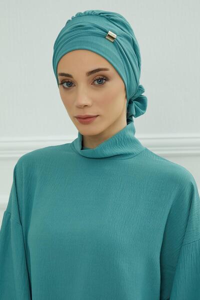 Aisha's Design Aerobin Fabric Ready-Made Turban with Accessories, Ht-95, Mint Green