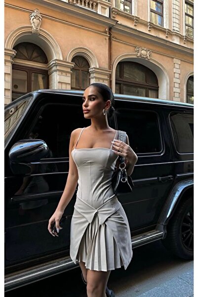 voilaromania Set dama rochie cu top si fusta plisata