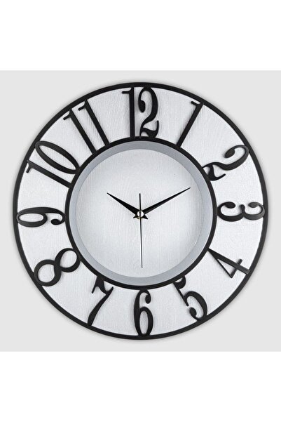 Galaxy Gümüş Kasa Siyah Rakam Duvar Saati Camsız