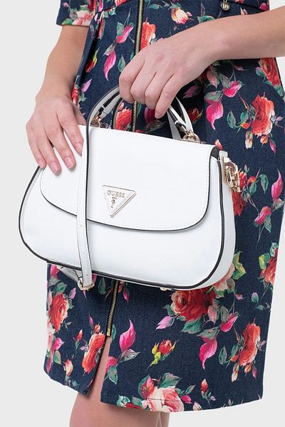 Guess Eco Jazlynn Top Handle Flap Women's White Handbag Hwezg952320-Whi