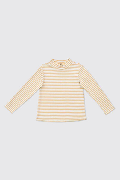 Panço Girl's Striped Beige Knitwear