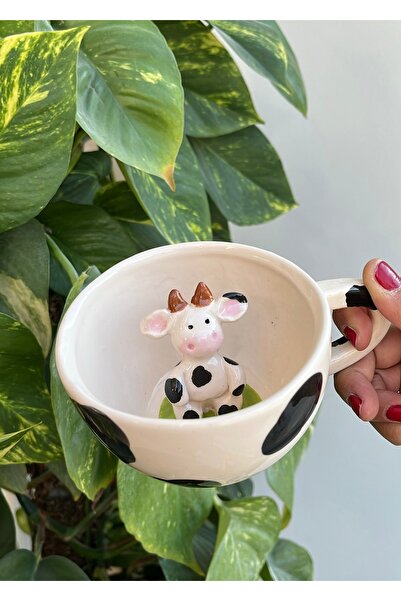 visera Hediyelik El yapımı inek figürlü kupa