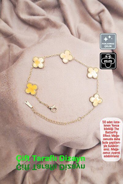 Miss TBee 🍀 سوار من الفولاذ على شكل برسيم مكون من 4 أوراق 🎨   الذهب الأصفر ...