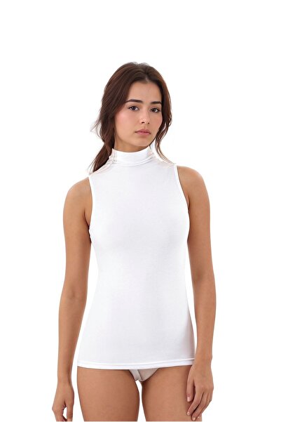 QKK Women's Modal Cotton Lycra Sleeveless Half Turtleneck 2'Li Undershirt T-Shirt Q6K6K1T4Ka