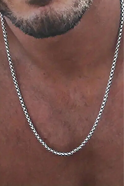 renery Erkek Gri Zincir Model Titanyum Ithal Kararmaz Çelik Erkek Zincir Kolye