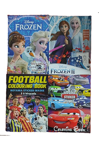 bundle island 4 adet stickerli boyama kitabı (FrozenII/elsa/arabalar/futbolcu...