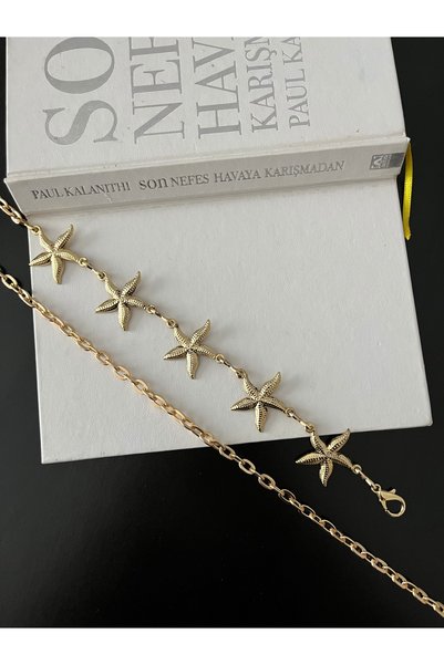 Zoula 5-Piece Gold Star Detailed Adjustable Chain Women's Belt Waist Belt Skirt Belt Dress Belt