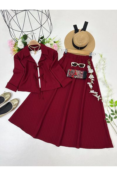 YEDİLALE Merve Skirt Jacket Double Set [Crinkle Fabric]
