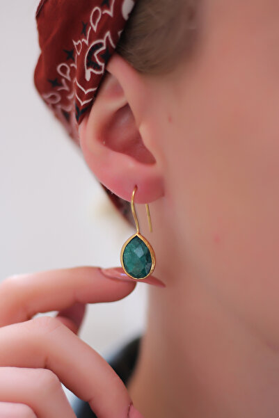 HANDOFBADE DOĞAL TAŞ YEŞİL AKİK KÜPE