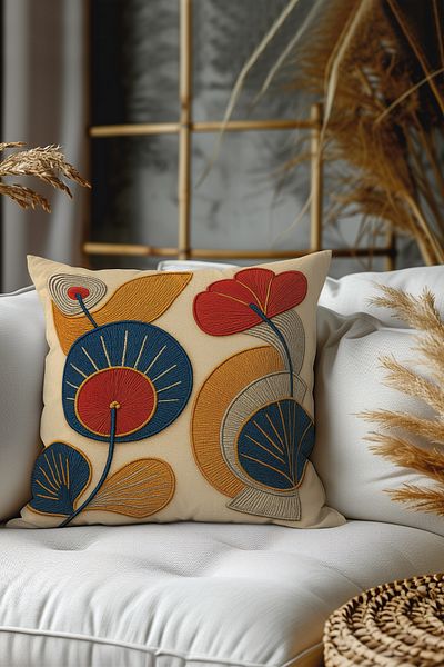 Belle Benoit Set of 2 Embroidery Patterned, Double-Sided Printed, Decorative Throw Pillow Case – Bohemian Style, Zippered