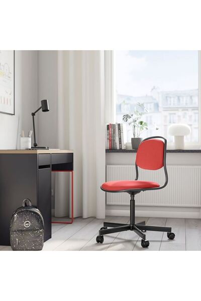 IKEA ÖRFJALL, çalışma sandalyesi, siyah-Vissle kırmızı