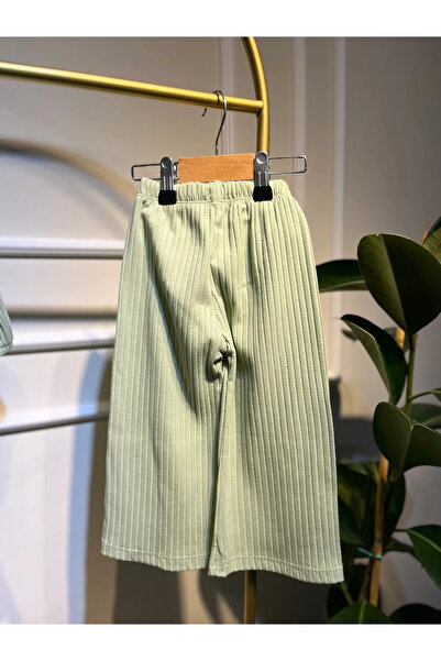 baume clothes Mint Green Girl's Bottom-Top Set with Flower Embroidery Collar