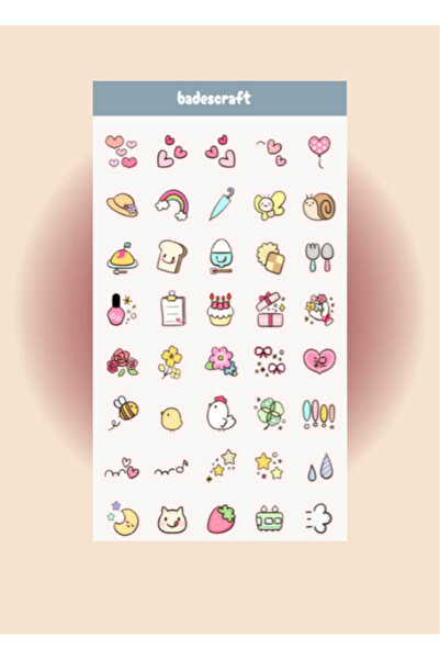 badescraft Küçük Tatlı Stickerlar- Kawaii Sticker- Etiket- Bullet Journal Ajanda Defter İçin Uygun Set