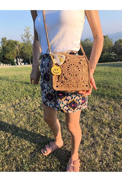 Momsada Сумка через плече з підкладкою і застібкою / Сумка з підвіскою / Пляжна сумка / Паперова сумка ручної роботи