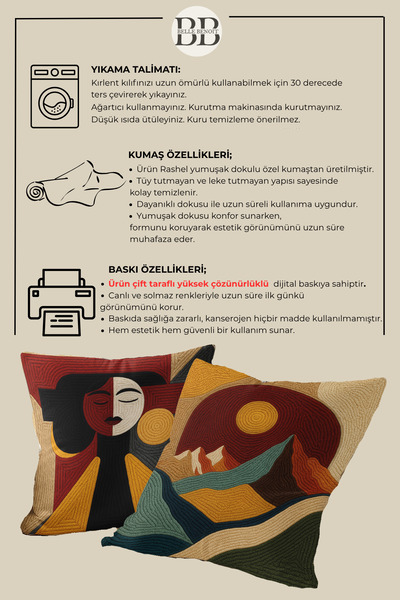 Belle Benoit Set of 2 Embroidery Patterned, Double-Sided Printed, Decorative Throw Pillow Case – Bohemian Style, Zippered