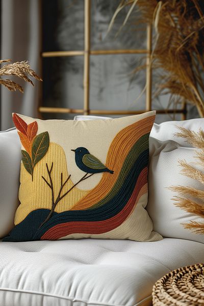Belle Benoit Set of 2 Embroidery Patterned, Double-Sided Printed, Decorative Throw Pillow Case – Bohemian Style, Zippered